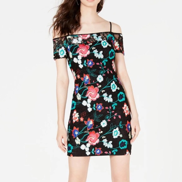Guess Dresses & Skirts - Embroidered Lace Cold-Shoulder Dress #18